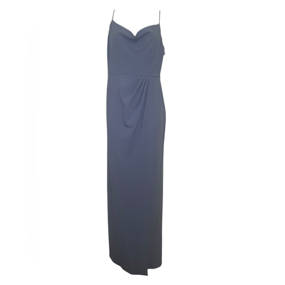 Sachin & Babi Paulina Gown Slate Blue Crepe Dress NWT Size 4 Cowl Neck - Picture 2 of 5